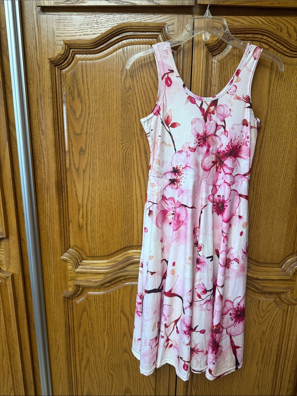 Brand new Sleeveless Pink Floral A-Line Dress pink cherry blossom